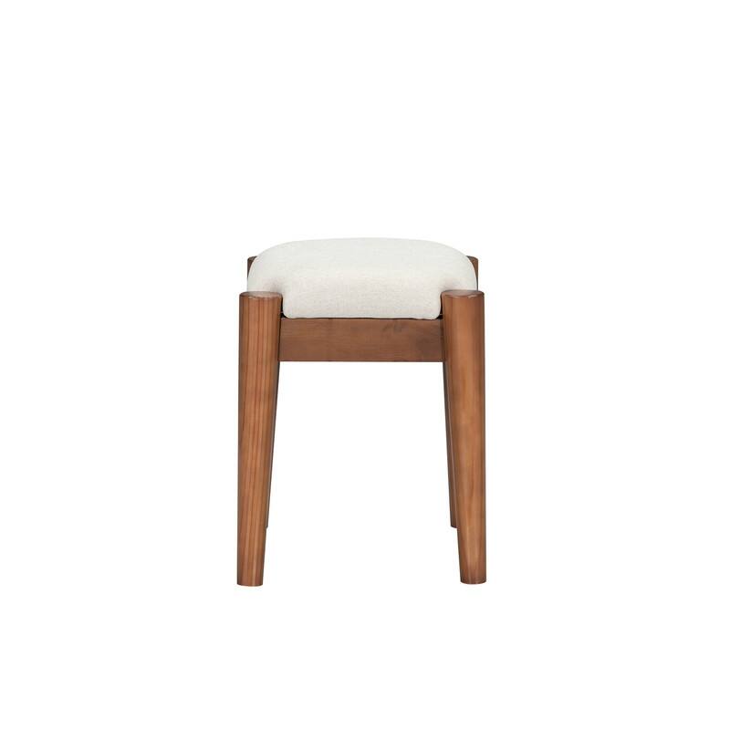 Classic Wooden Makeup Vanity Set with Stool, Dressing Table with 4 Storage Drawers, Walnut