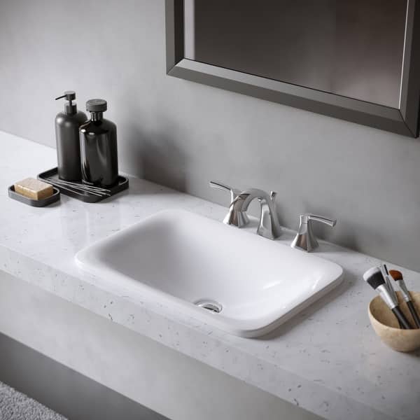 slide 2 of 7, Karran Valera 21" Top Mount Vitreous China Bathroom Sink in White