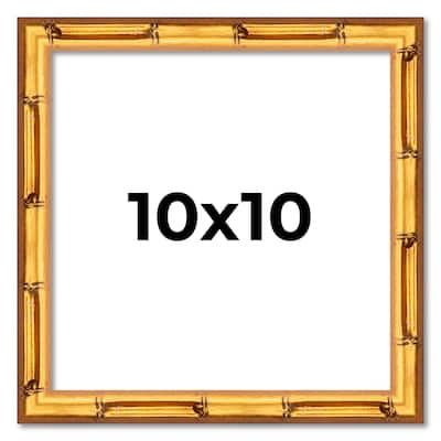 10x10 Frame Gold Bamboo Picture Frame - Modern Photo Frame Includes UV