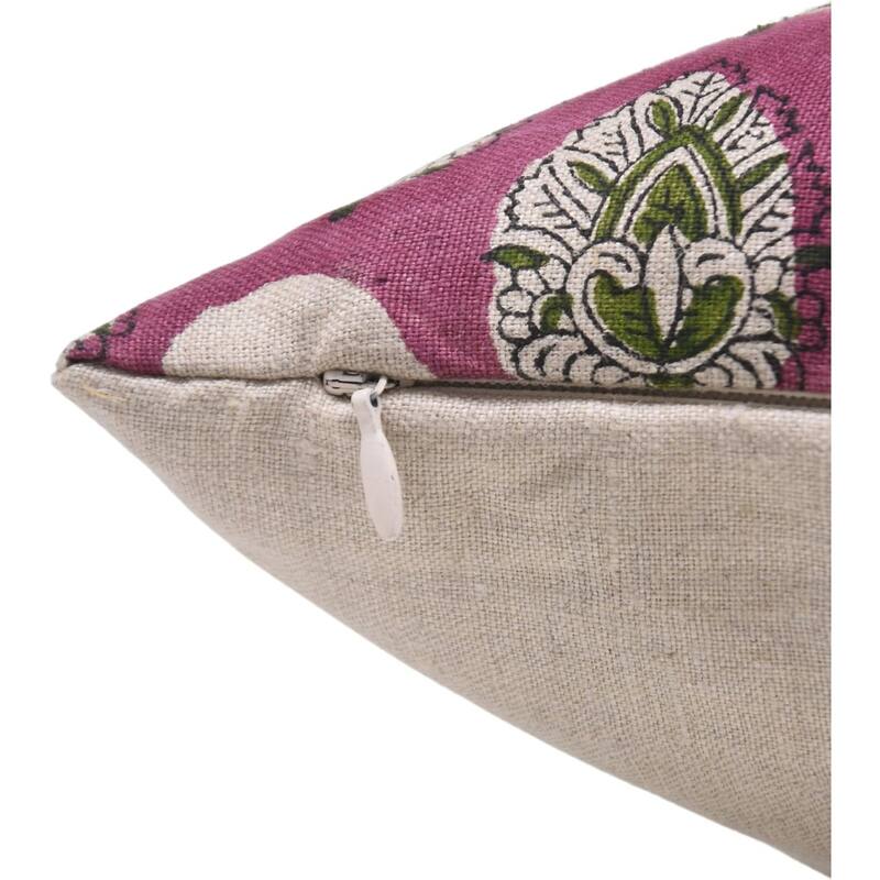Fabdivine Linen Boho Block print pillow Cover
