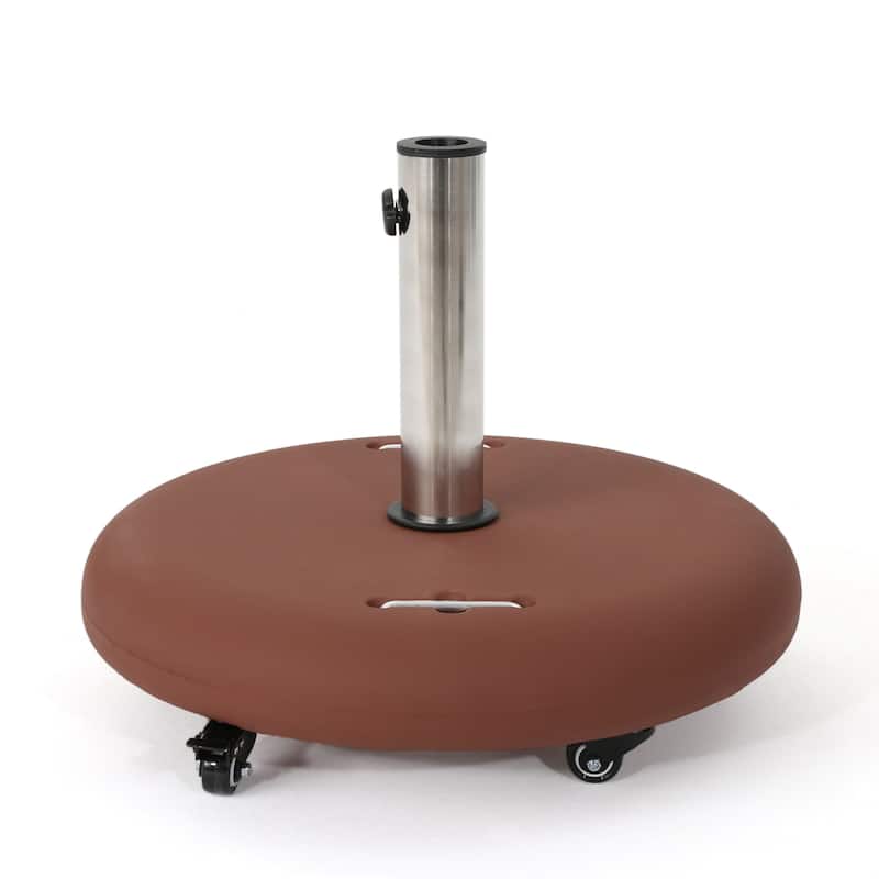 Hayward Outdoor 80-pound Round Black Stainless Steel Umbrella Base Holder with Wheels by Christopher Knight Home