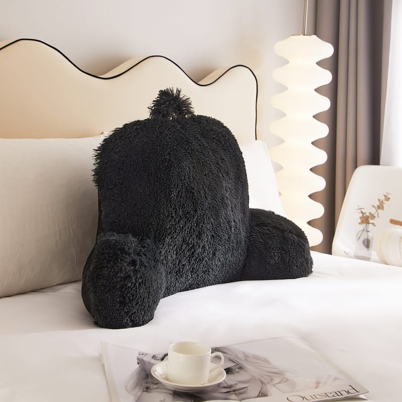 Urban Shop Decorative and Supportive Backrest Bed Pillow, Black