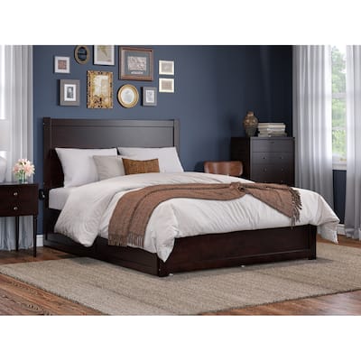 Modern Muse Bed with Trundle & Charging Station - Twin XL Platform Bed, Espresso Finish