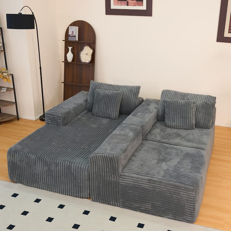 Sofa 113-in Casual Gray 3 -seater Reclining Sectional - 8' x 10'
