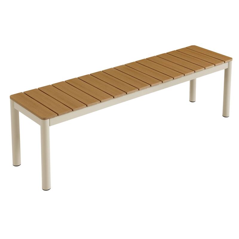 Finn Outdoor Patio Aluminum Bench with Faux Wood Top by Modway