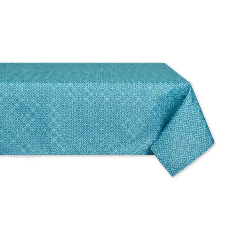 Storm Blue Tonal Lattice Print Outdoor Tablecloth