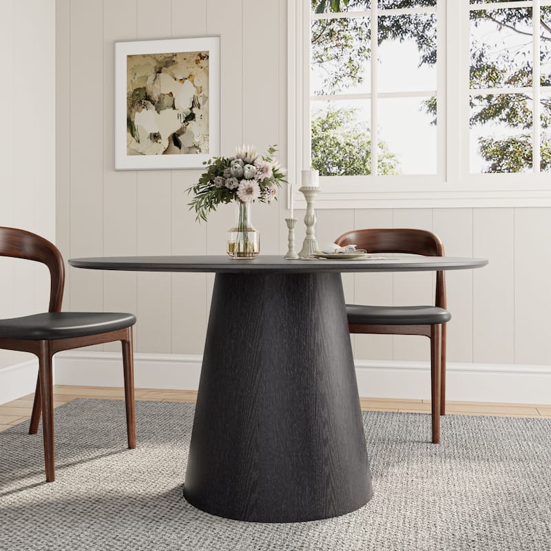 Black Style Round Dining Table for 4-6 Meeting Party Restaurant