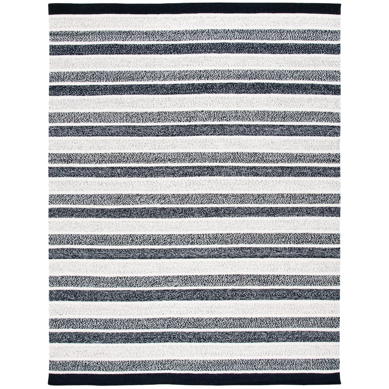 SAFAVIEH Handmade Kilim Bruneta Stripe Flatweave Wool Rug - 3' x 5' - Black/Ivory