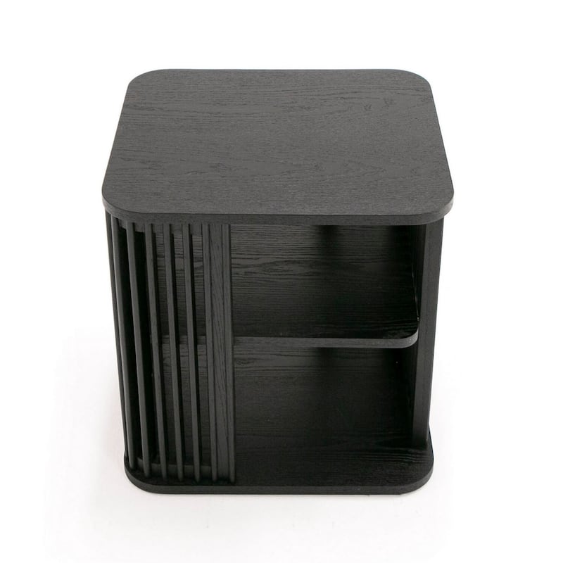 18 in. Black Rectangle Wood End Table, Sturdy Build End Side Table for Living Rooms