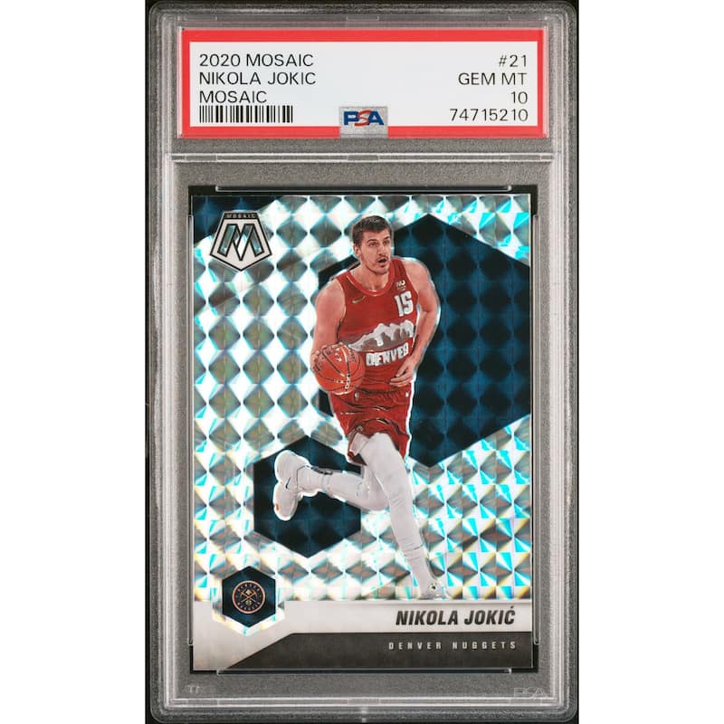 Nikola Jokic 2020 Panini Mosaic Silver Prizm Basketball Card #21 Graded PSA 10 - 8'6" x 11'6"