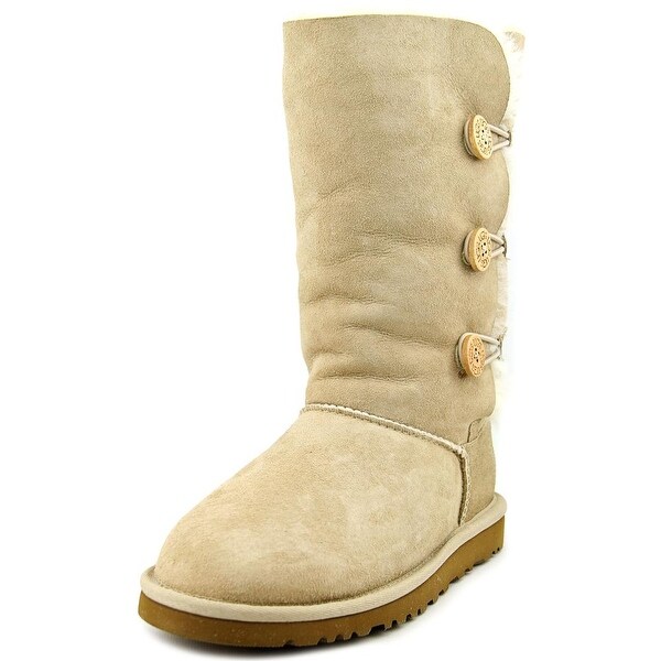 Ugg Australia Bailey Button Triplet Youth Round Toe Suede Nude Winter Boot