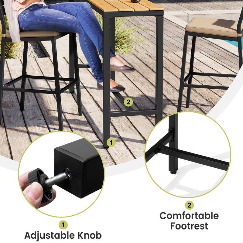 Crestlive Products Patio Outdoor Bar Table Rectangle Pub Table