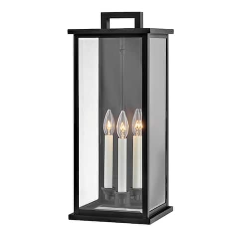 Hinkley Weymouth Collection Three Light Large Outdoor Wall Mount Lantern, Black