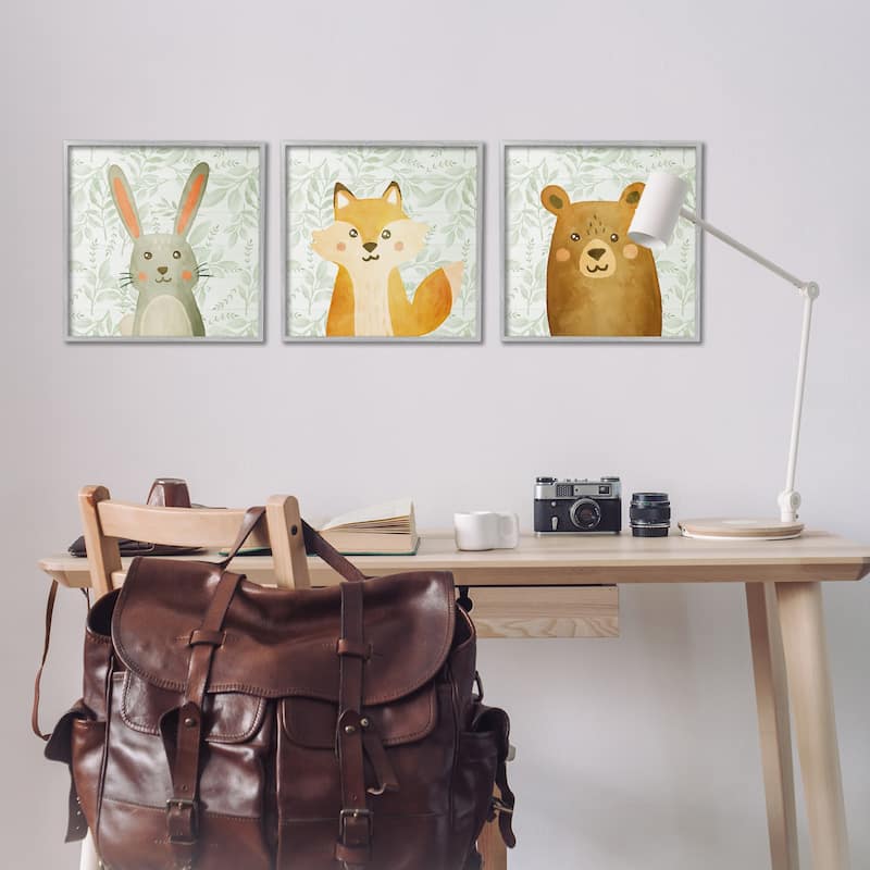 Stupell Joyful Woodland Animals Framed Giclee Art Design By Kim Allen (Set of 3)