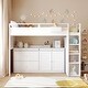 preview thumbnail 2 of 7, White Pine Wood Twin Size Loft Bed with Rolling Cabinet