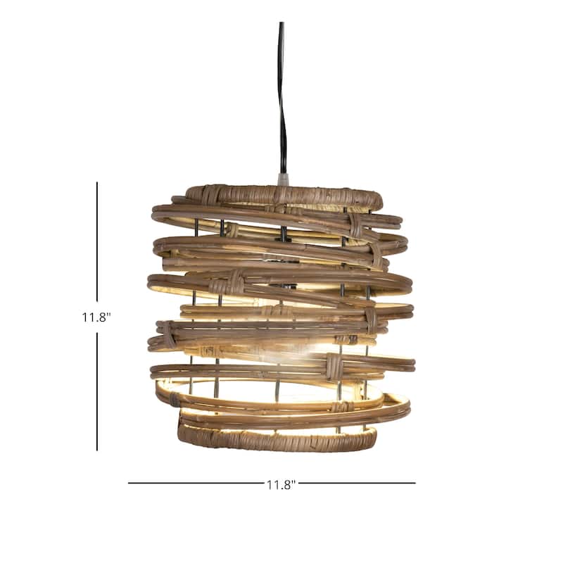 Natural Rattan Asymmetrical Hoop Pendant Light by East at Main