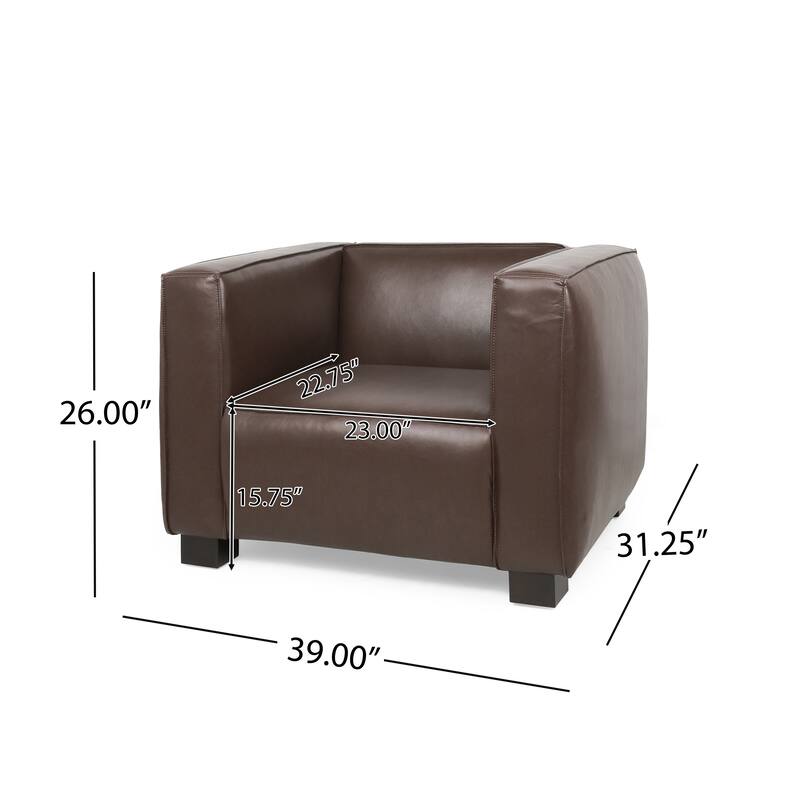 Goyette Faux Leather 3 Piece Club Chair and Sofa Set by Christopher Knight Home