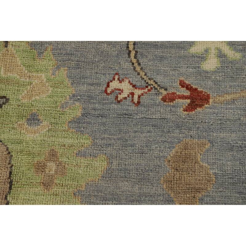 Hand Knotted Oriental 100% Wool Carpet Transitional Floral Navy Blue & Blues Oushak Area Rug - 8' 6'' X 6' 0''