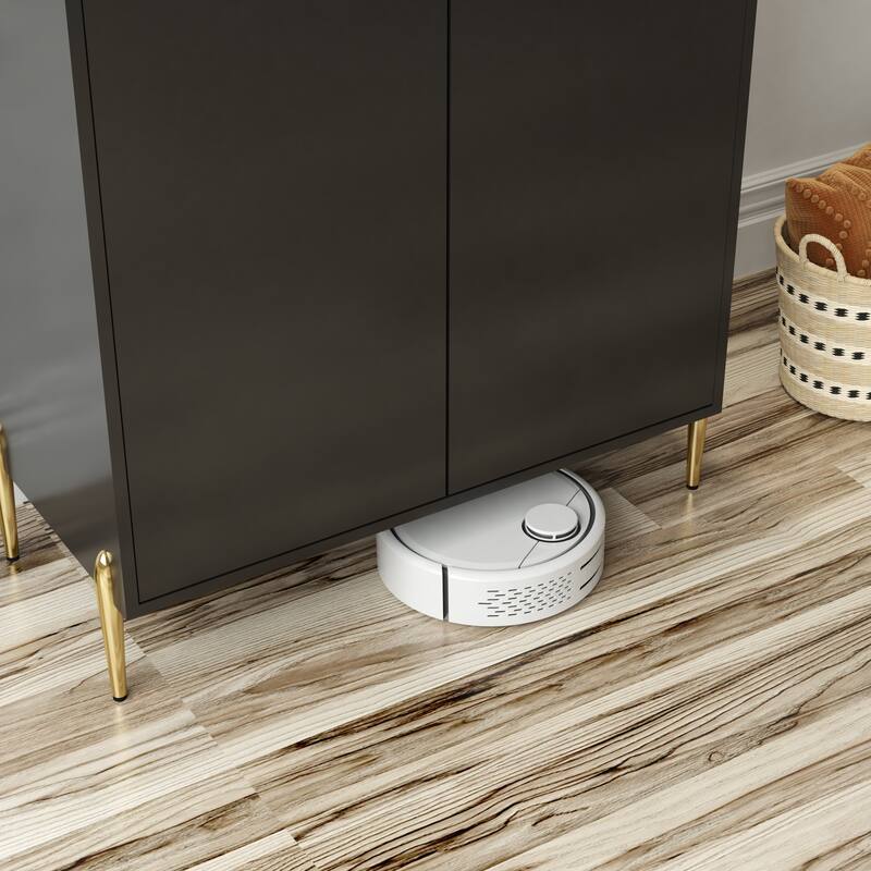 Anmytek Black and Gold Wine Cabinet with 12 Bottle Rack Modern Bar Storage for Living Room