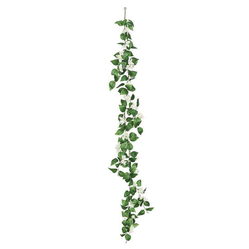 Cream White Artificial Bougainvillea Flower Garland Hanging Vine 6ft - 72" L x 8" W x 3" DP