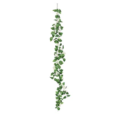 Cream White Artificial Bougainvillea Flower Garland Hanging Vine 6ft - 72" L x 8" W x 3" DP