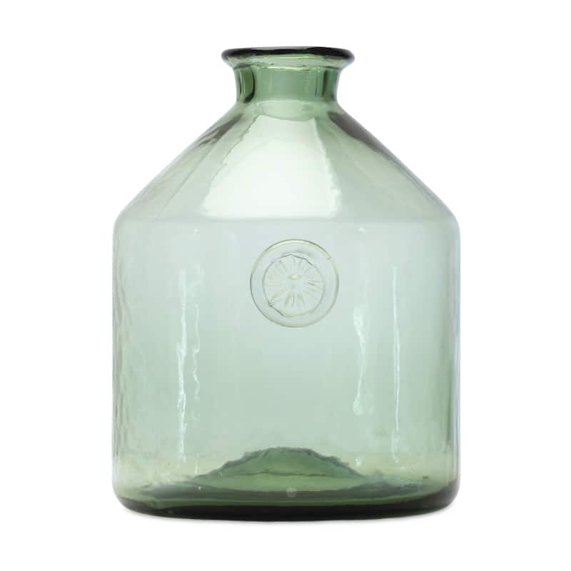 Sage Green Glass Table Vase for Living Room Display Decor - 9"