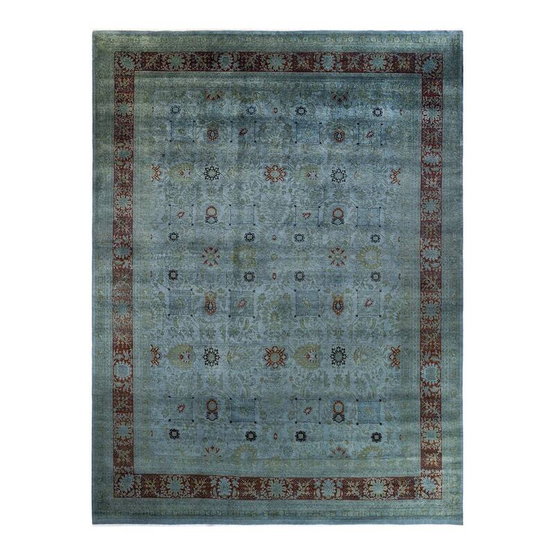 Overton Hand Knotted Wool Vintage Inspired Modern Contemporary Overdyed Gray Area Rug - 10' 3" x 13' 6"