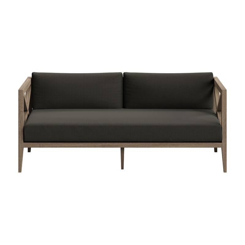 Northlake Outdoor Patio Teak Wood Loveseat and Ottoman Set