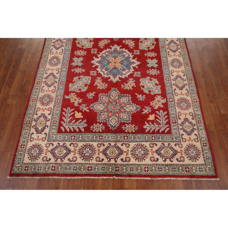 Traditional Kazak Area Rug Hand-Knotted Wool Carpet - 5'1" x 7'0"
