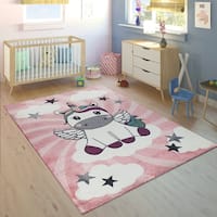 Kids Play Rug for Girls Baby Unicorn in pink white Pastel Colors - Bed ...