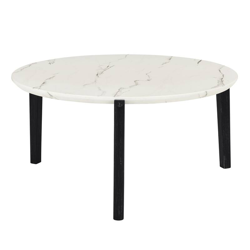 36" Modern Style Faux Marble Round Coffee Table