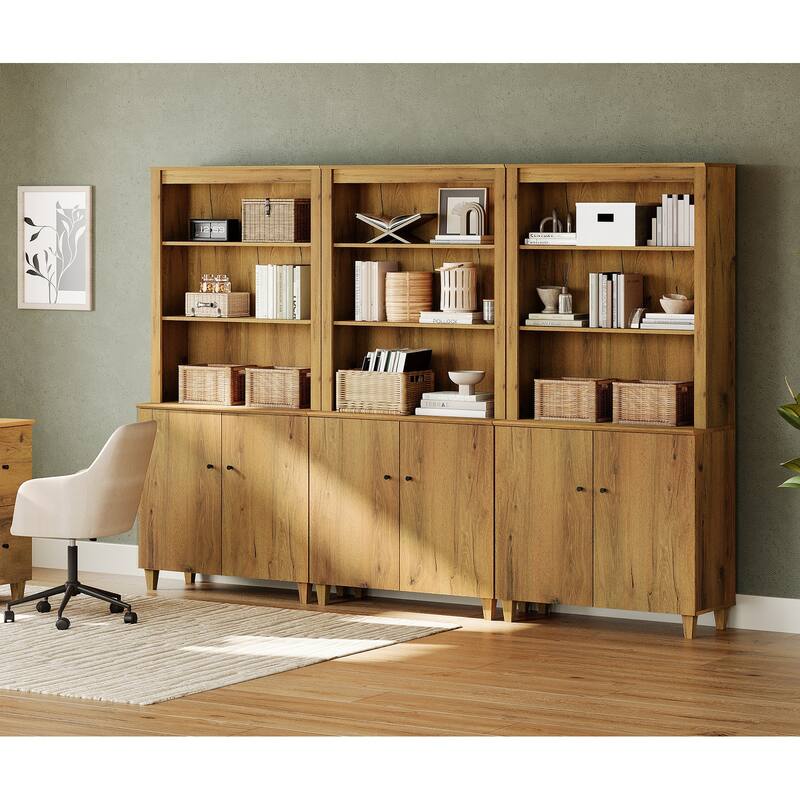 Modern 71" Tall Bookcase with Shelves & Storage Cabinet for Home Office
