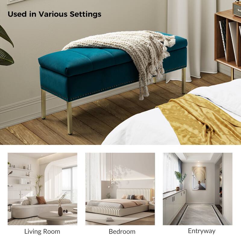 Egmont Contemporary Velvet Flip-Top Storage Bench by HULALA HOME