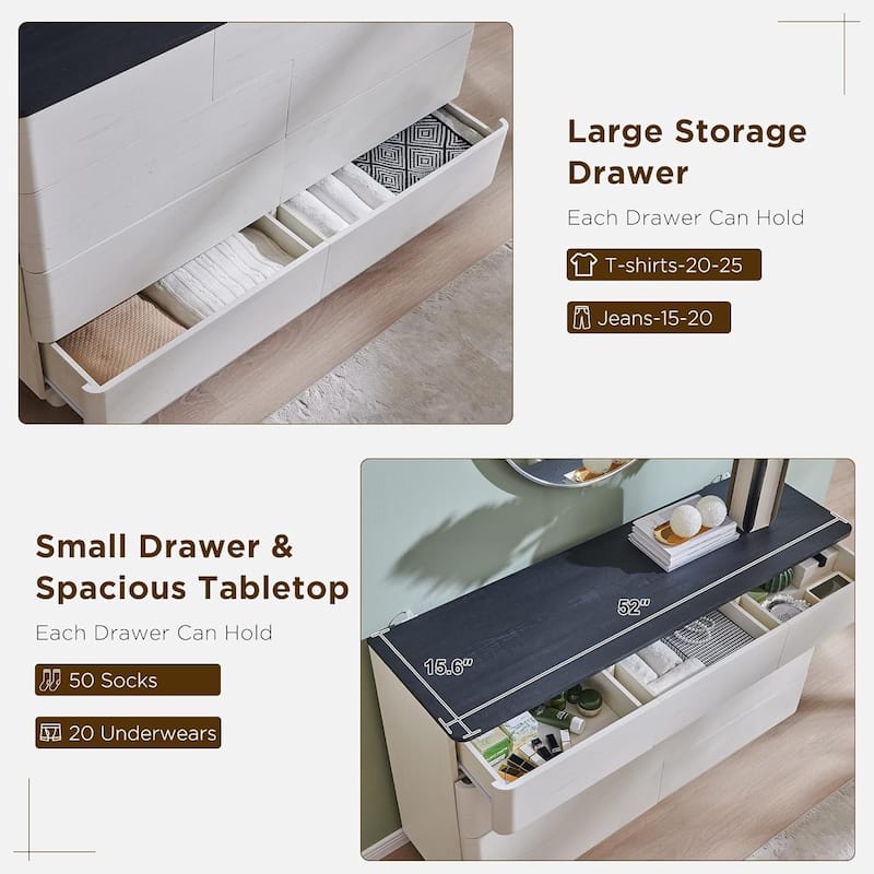 Modern 9 Drawer Dresser for Bedroom, Chest of Drawers, TV Stand