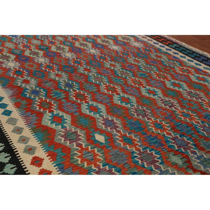 Southwestern Style Kilim Oriental Large Rug Flatweave Wool Carpet - 10'5"x 16'0"