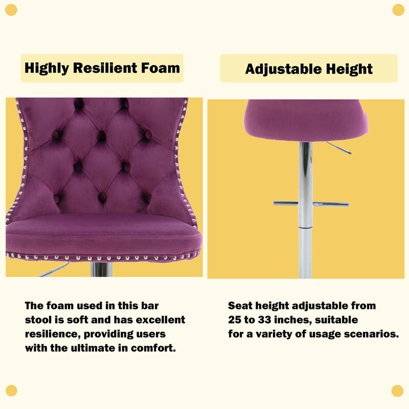 Swivel Foam Barstools Adjusatble Seat Set of 4