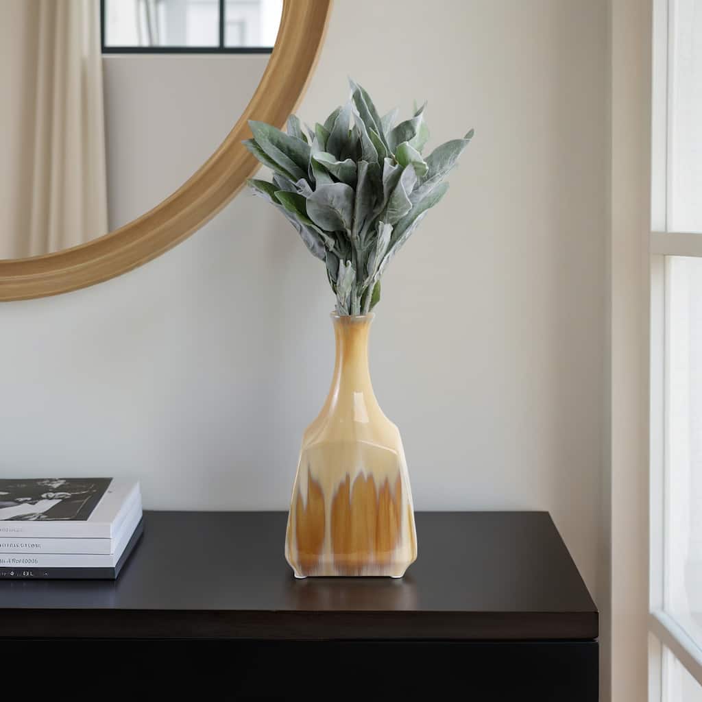 Stoneware Vase Sleek Decorative Contemporary Casual Home Style