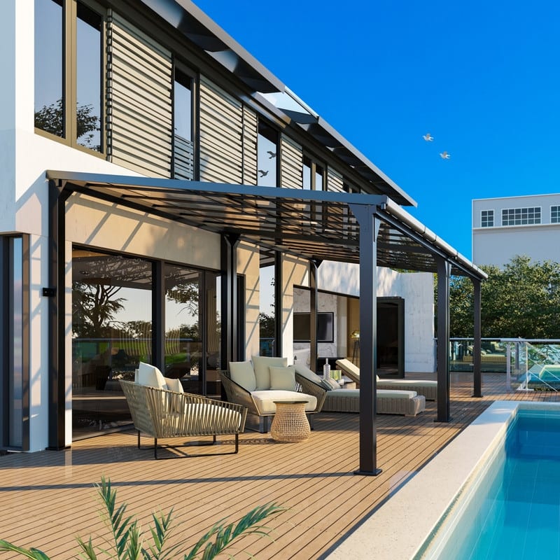 Hardtop Outdoor Gazebo Pergola Aluminum Framed with Sloping Pitched Roof for Garden, Patio, Backyard
