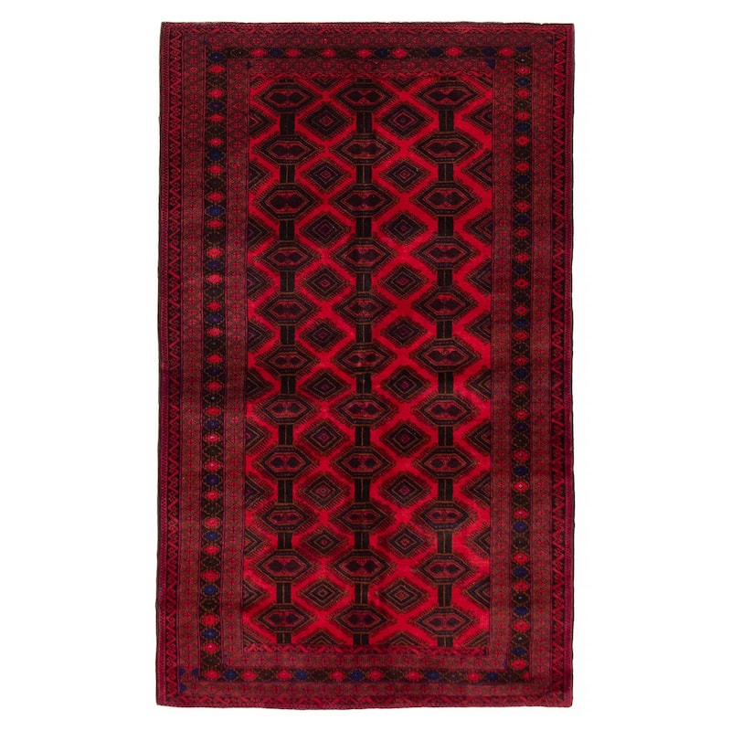 Teimani Red Rug 3'9" x 6'6" - 3'9 x 6'6 - Red - 3'9 x 6'6