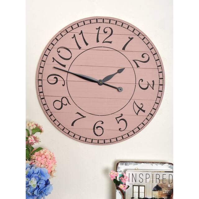 Oversized Farmhouse Wall Clock - 36 x 36 - Distressed Pink