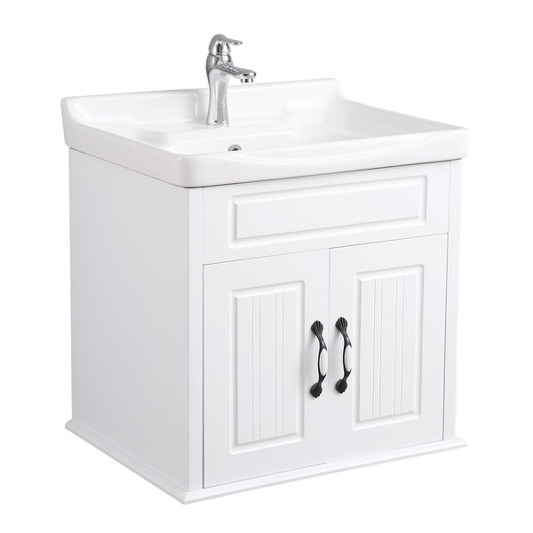 Shop White Cabinet Vanity Sink Wall Mount Traditional Design