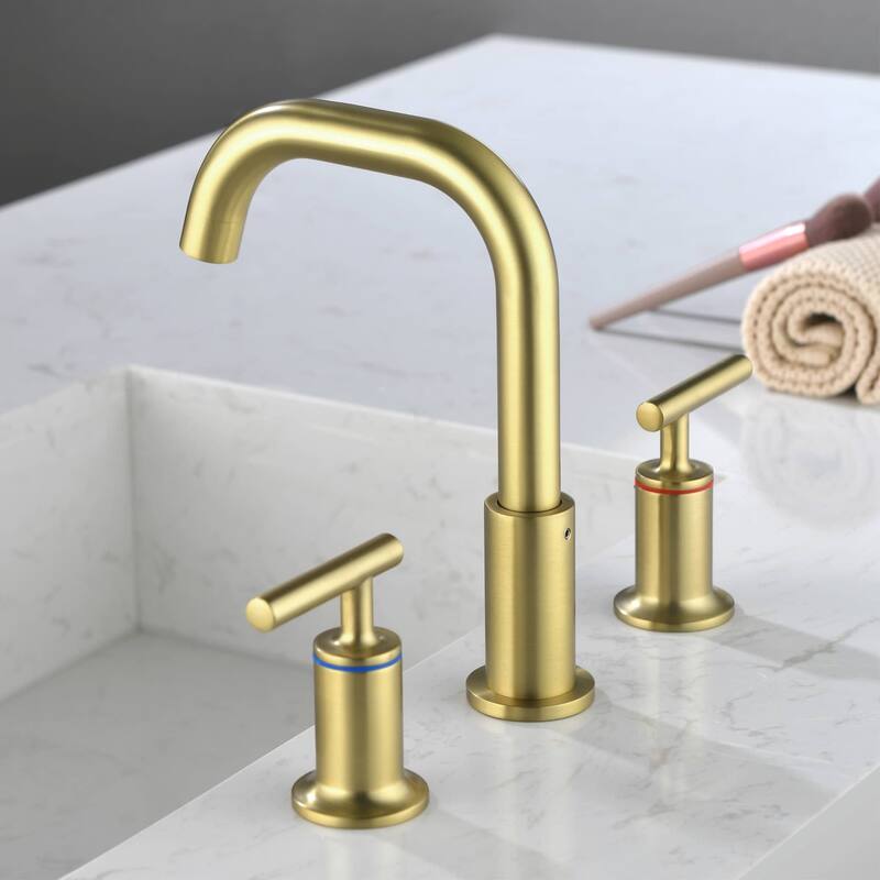 Widespread Bathrom Faucet 3 Hoes Modern 8 Inch Bathroom Sink Faucet Double Handle Vanity Basin Faucets Mixer Taps With Valve