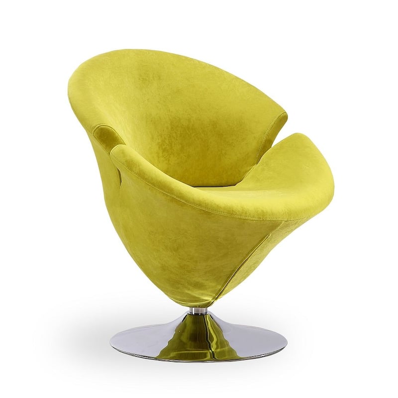 Manhattan Comfort Tulip Polished Chrome Velvet Swivel Accent Chair (Set of 2)