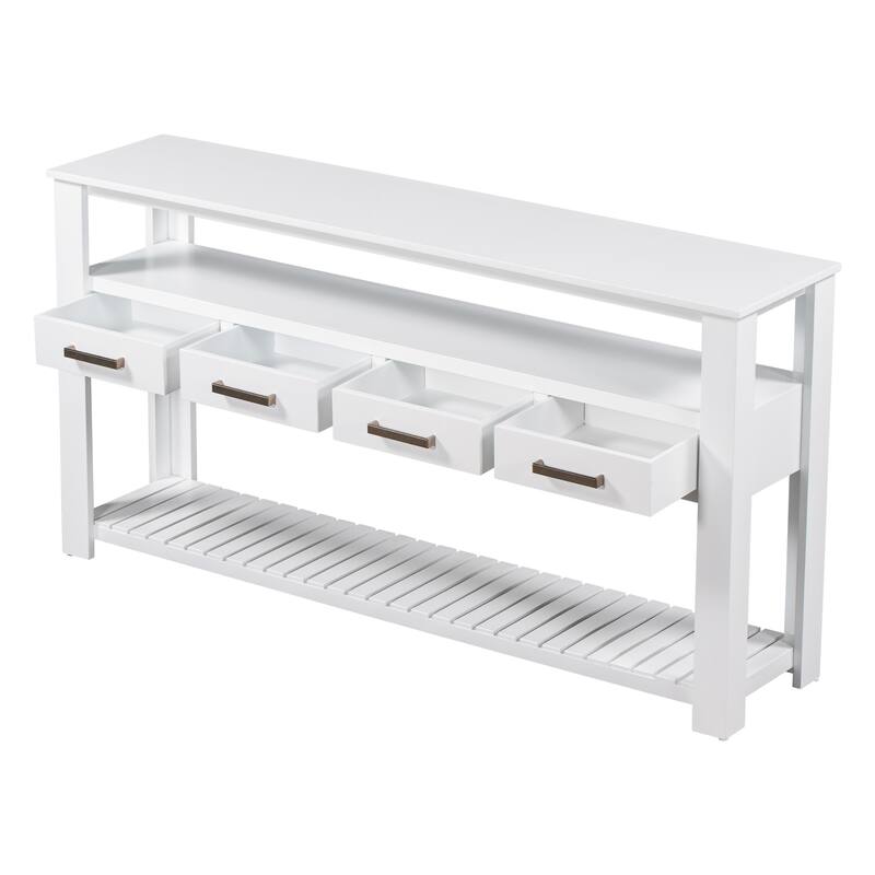 Modern Console Table with 4 Drawers and 2 Shelves
