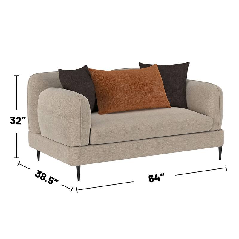 2-piece Chenille Upholstered Sofa Set with Track Armrest in Latte