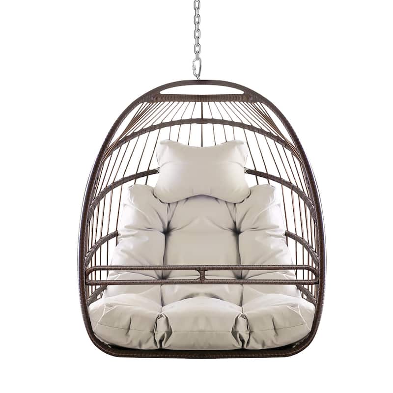Swing Hammock Egg Basket Chairs Without Stand, UV Resistant Cushion Hanging Chair, 350lbs Capacity for Patio, Porch, Balcony