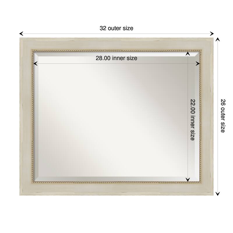 Beveled Wood Wall Mirror - Parthenon Cream Frame - Parthenon Cream