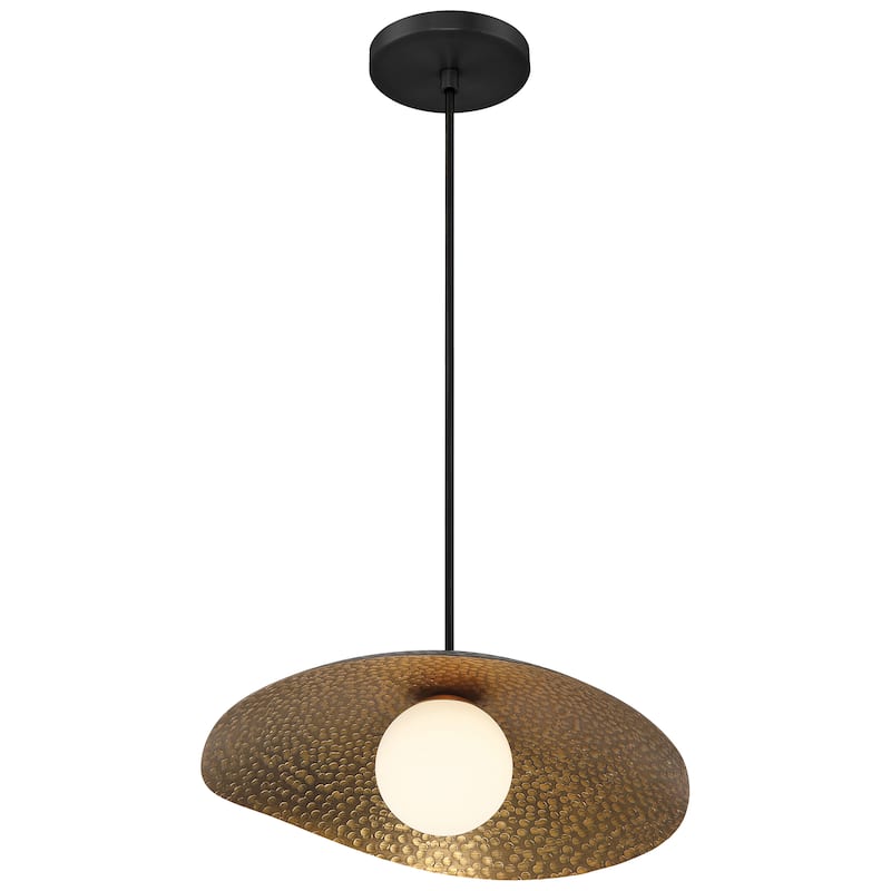 Access Lighting Yates 1 Light LED Pendant - Black with Antique Brushed Brass