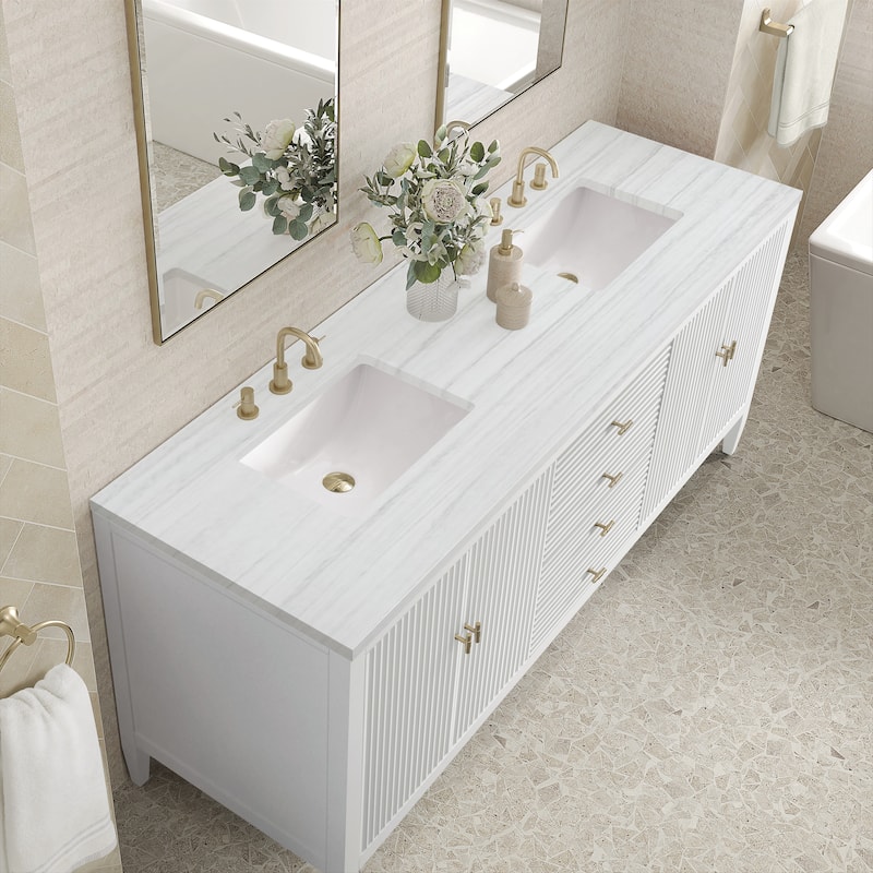 James Martin Vanities Myrrin 72" Vanity, Bright White - Arctic Fall