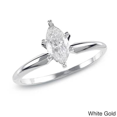 Auriya 14k Gold 1ctw Marquise-cut Solitaire Diamond Engagement Ring